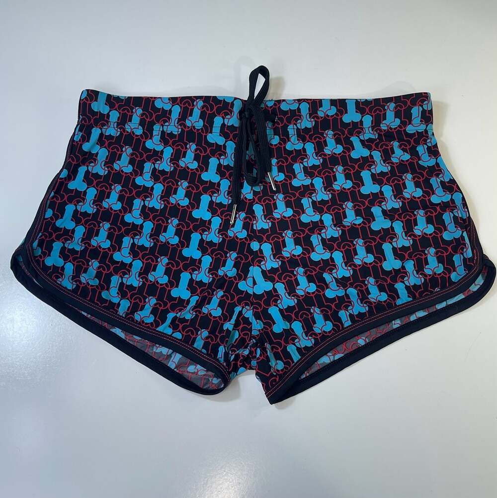 Andrew Christian Men's Novelty Print Drawstring Athletic Shorts Sz M